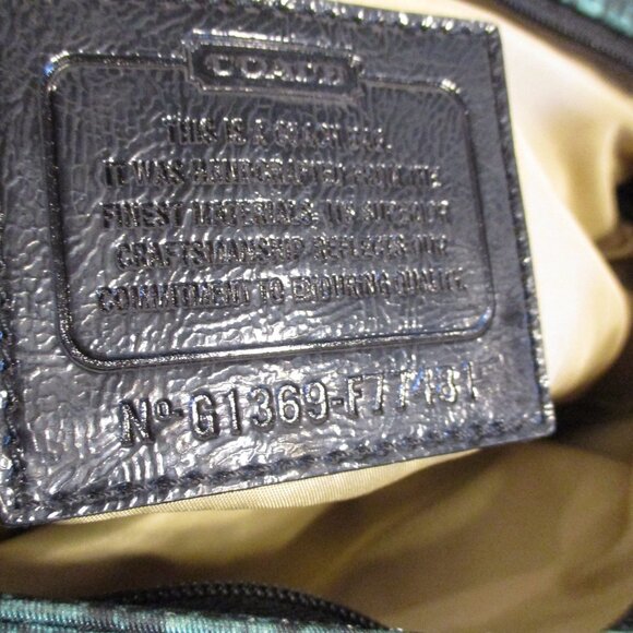 Coach Woman Medium Black Green Top Zip Pockets Shoulder Bag Hand Purse - Picture 4 of 10